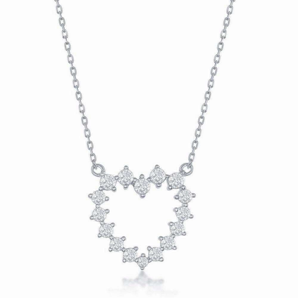 Sterling Silver CZ Heart Necklace