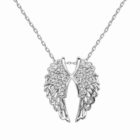 Sterling Silver CZ Open Double Wing Pendant