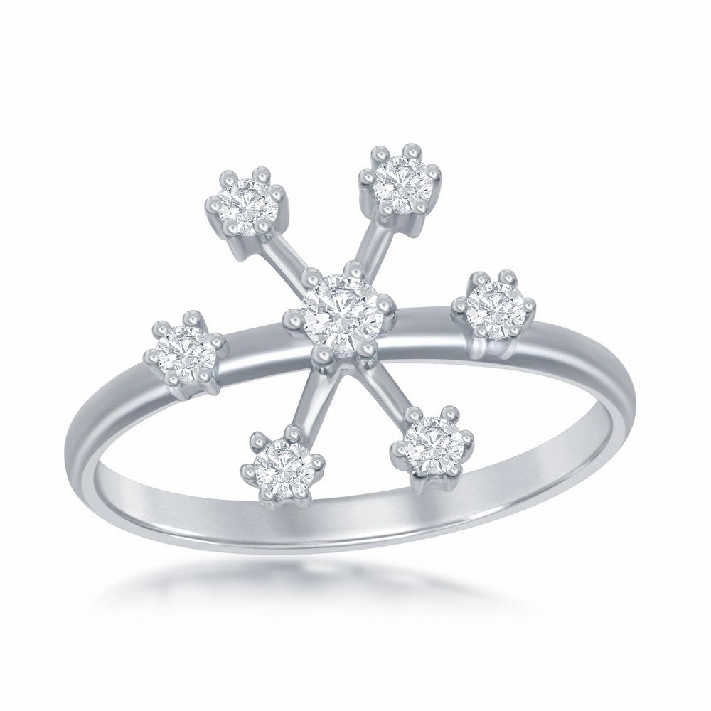 Sterling Silver CZ Snowflake Ring - W-1801