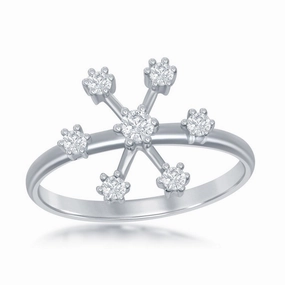 Sterling Silver CZ Snowflake Ring - W-1801