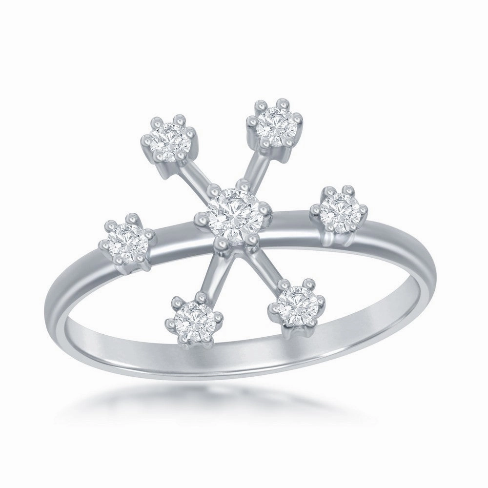 Sterling Silver CZ Snowflake Ring - W-1801