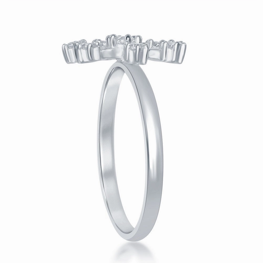 Sterling Silver CZ Snowflake Ring - W-1801