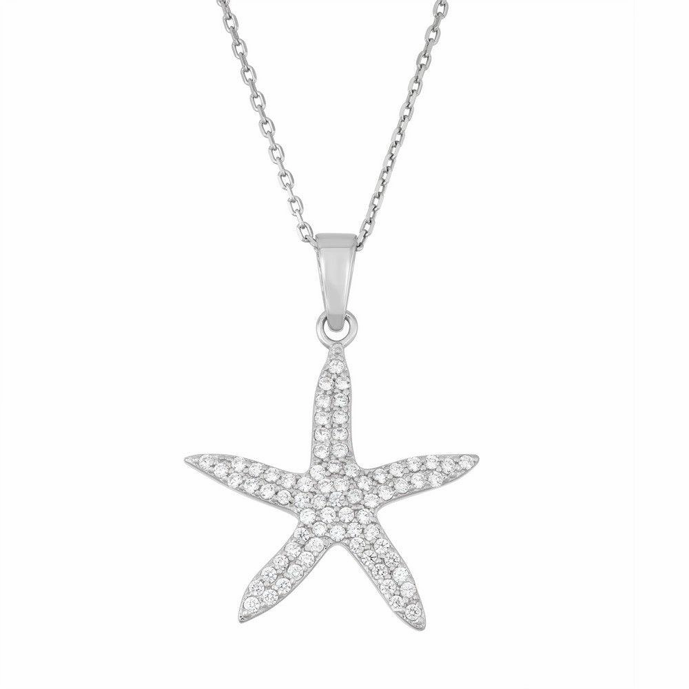 Sterling Silver CZ Starfish Pendant