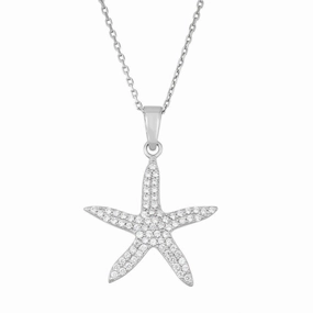 Sterling Silver CZ Starfish Pendant