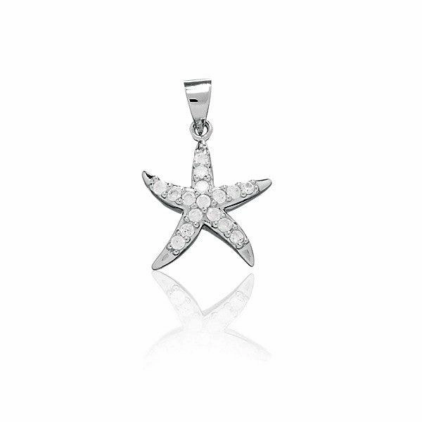 Sterling Silver CZ Starfish Pendant