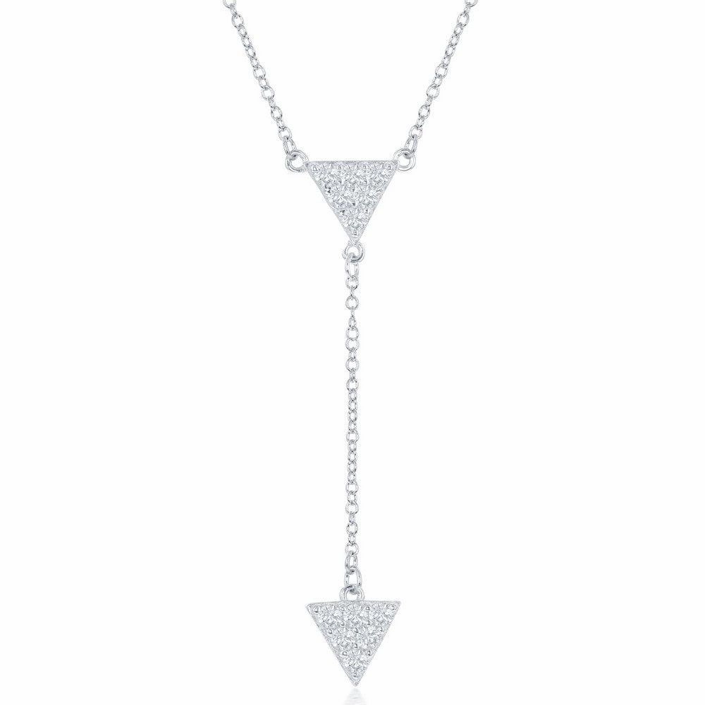 Sterling Silver CZ Triangle with Y Design Necklace