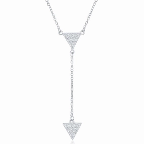 Sterling Silver CZ Triangle with Y Design Necklace