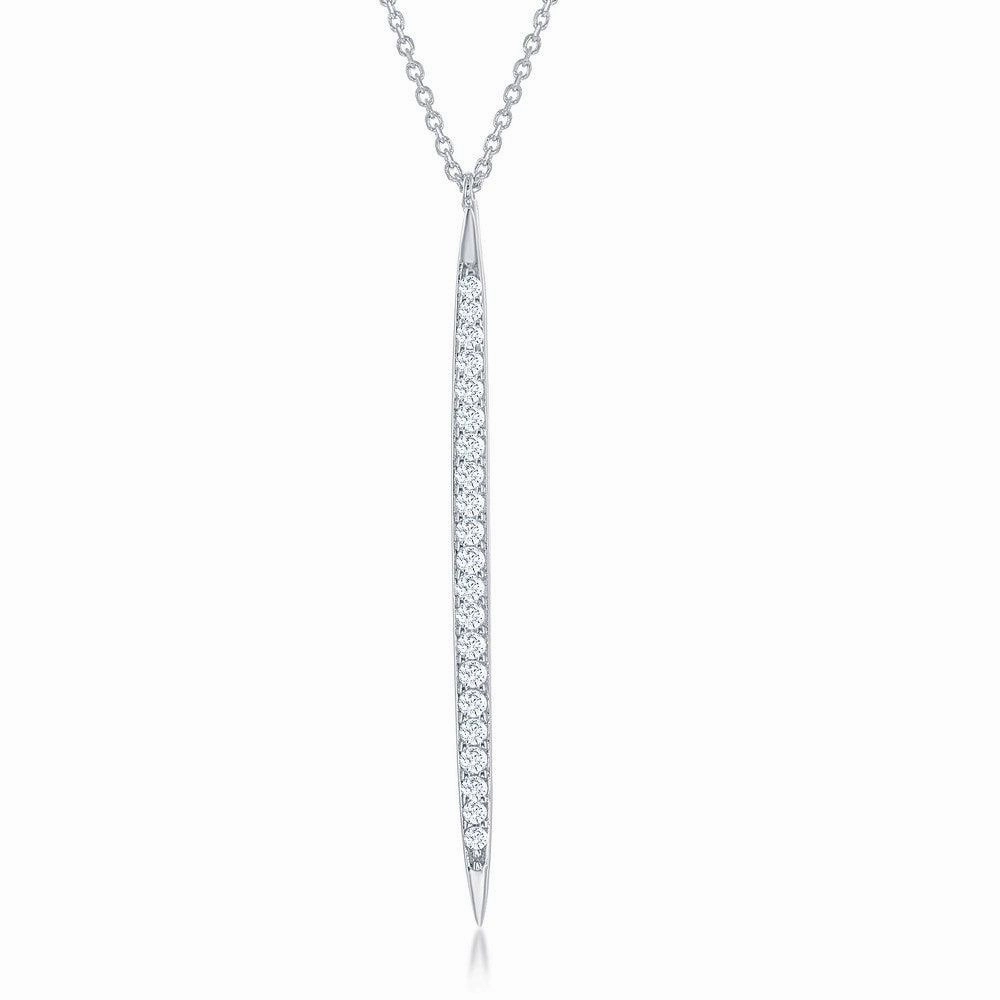 Sterling Silver CZ Vertical Bar Necklace