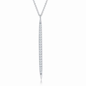 Sterling Silver CZ Vertical Bar Necklace
