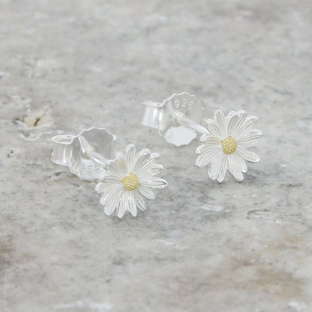 Sterling Silver Daisy Stud Earrings
