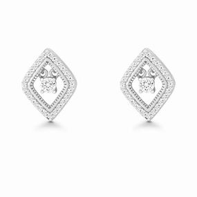 Sterling Silver Dancing Diamond Shaped Earrings