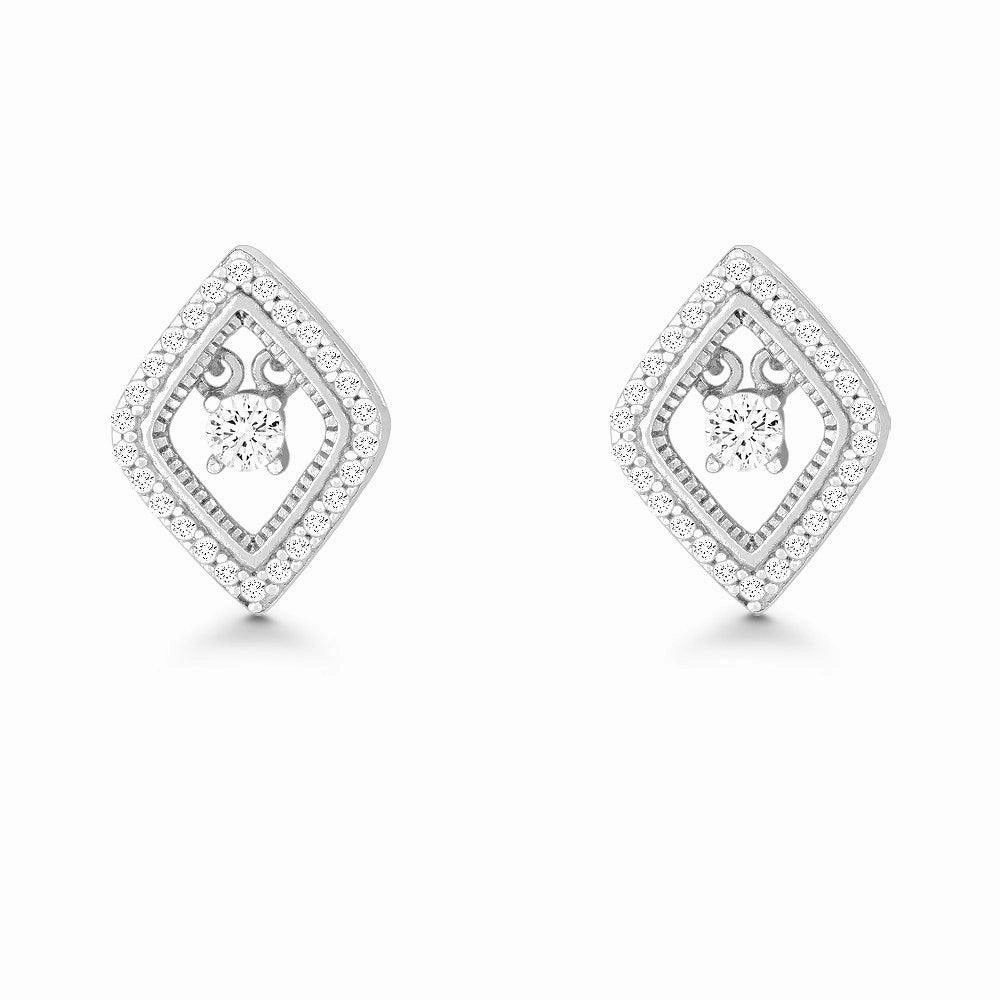 Sterling Silver Dancing Diamond Shaped Earrings