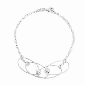 Sterling Silver Diamond Cut Beads and Wires Bracelet, 7.5"