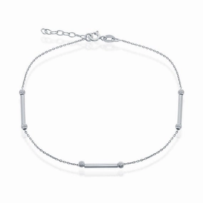 Sterling Silver Diamond Cut Beads with Rods Anklet