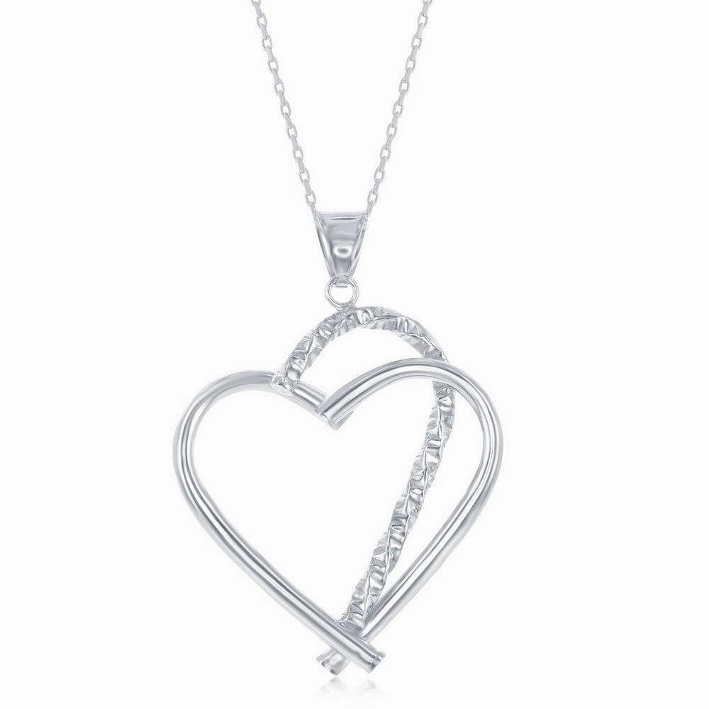 Sterling Silver Diamond-Cut Half Heart Pendant
