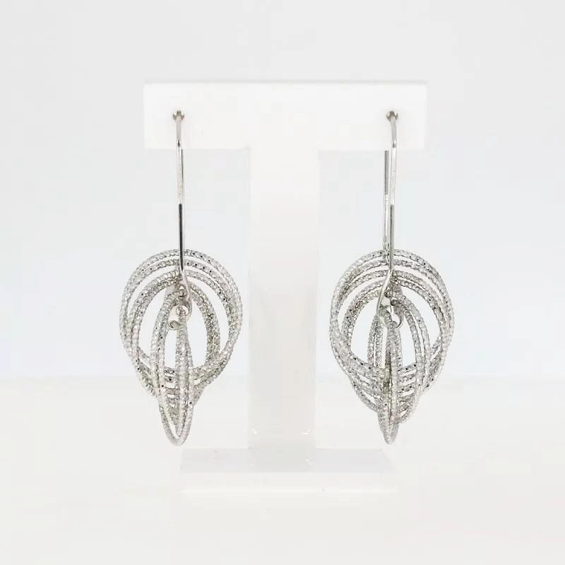 Sterling Silver Diamond Cut Multi Ring Spiral Ladies Drop Earrings