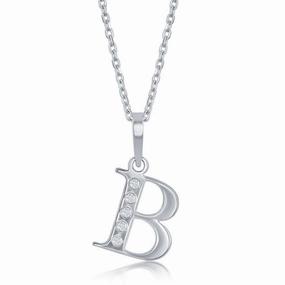 Sterling Silver Diamond "B" Initial Pendant Chain