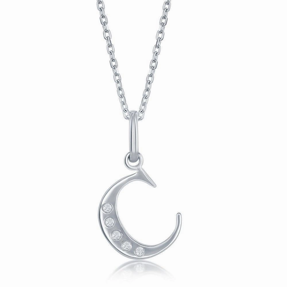 Sterling Silver Diamond "C" Initial Pendant Chain