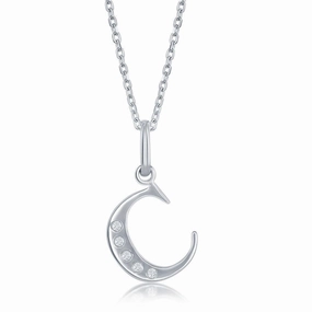 Sterling Silver Diamond "C" Initial Pendant Chain