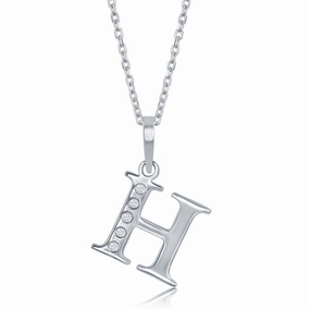 Sterling Silver Diamond "H" Initial Pendant Chain