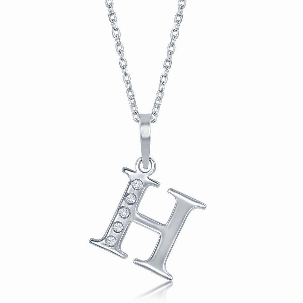 Sterling Silver Diamond "H" Initial Pendant Chain