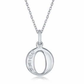 Sterling Silver Diamond "O" Initial Pendant Chain