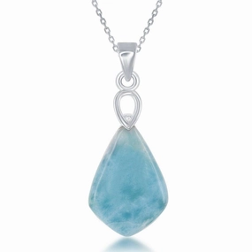 Sterling Silver Diamond Shaped Larimar Pendant
