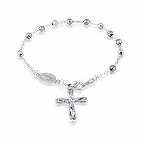 Sterling Silver Disco Balls Rosary Bracelet