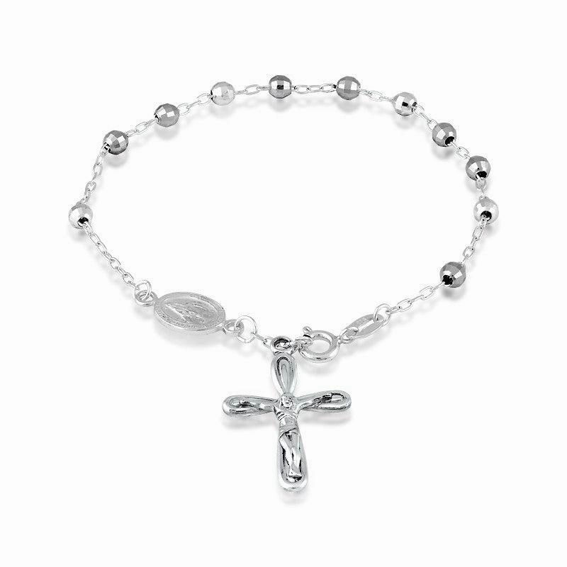 Sterling Silver Disco Balls Rosary Bracelet