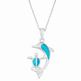 Sterling Silver Dolphin and Turtle Pendant