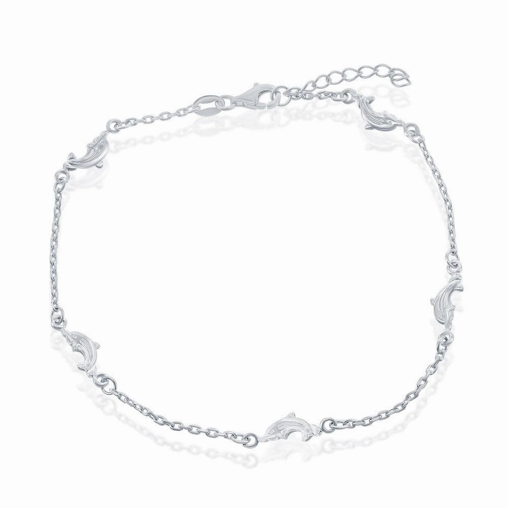 Sterling Silver Dolphins Anklet