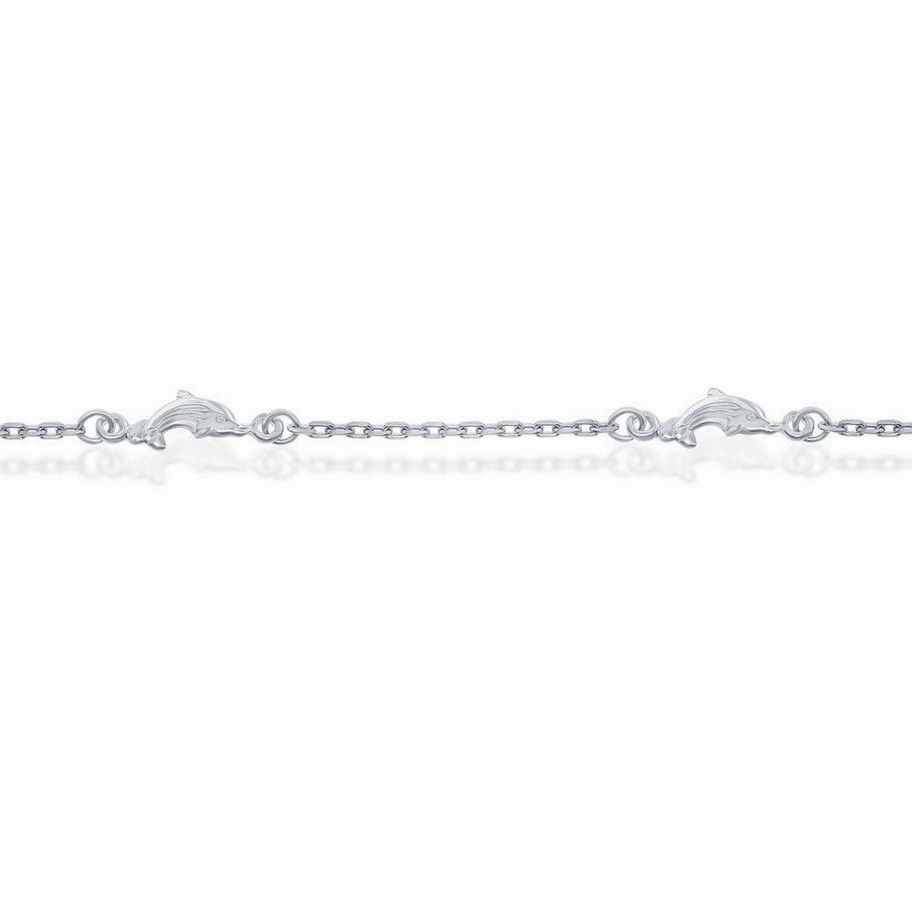 Sterling Silver Dolphins Anklet