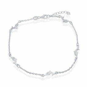 Sterling Silver Dolphins Anklet