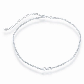 Sterling Silver Double Strand Infinity Choker Necklace