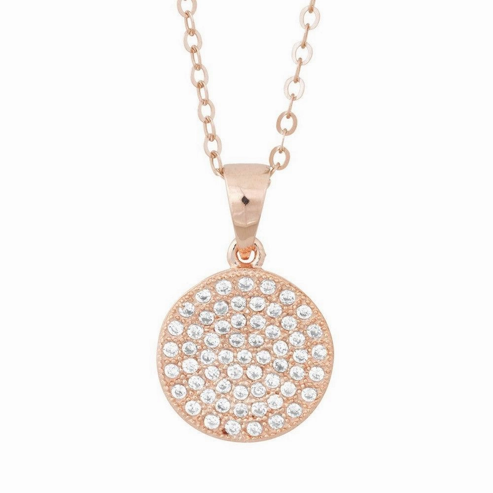 Sterling Silver Flat Micro Pave Pendant - Rose Gold Plated