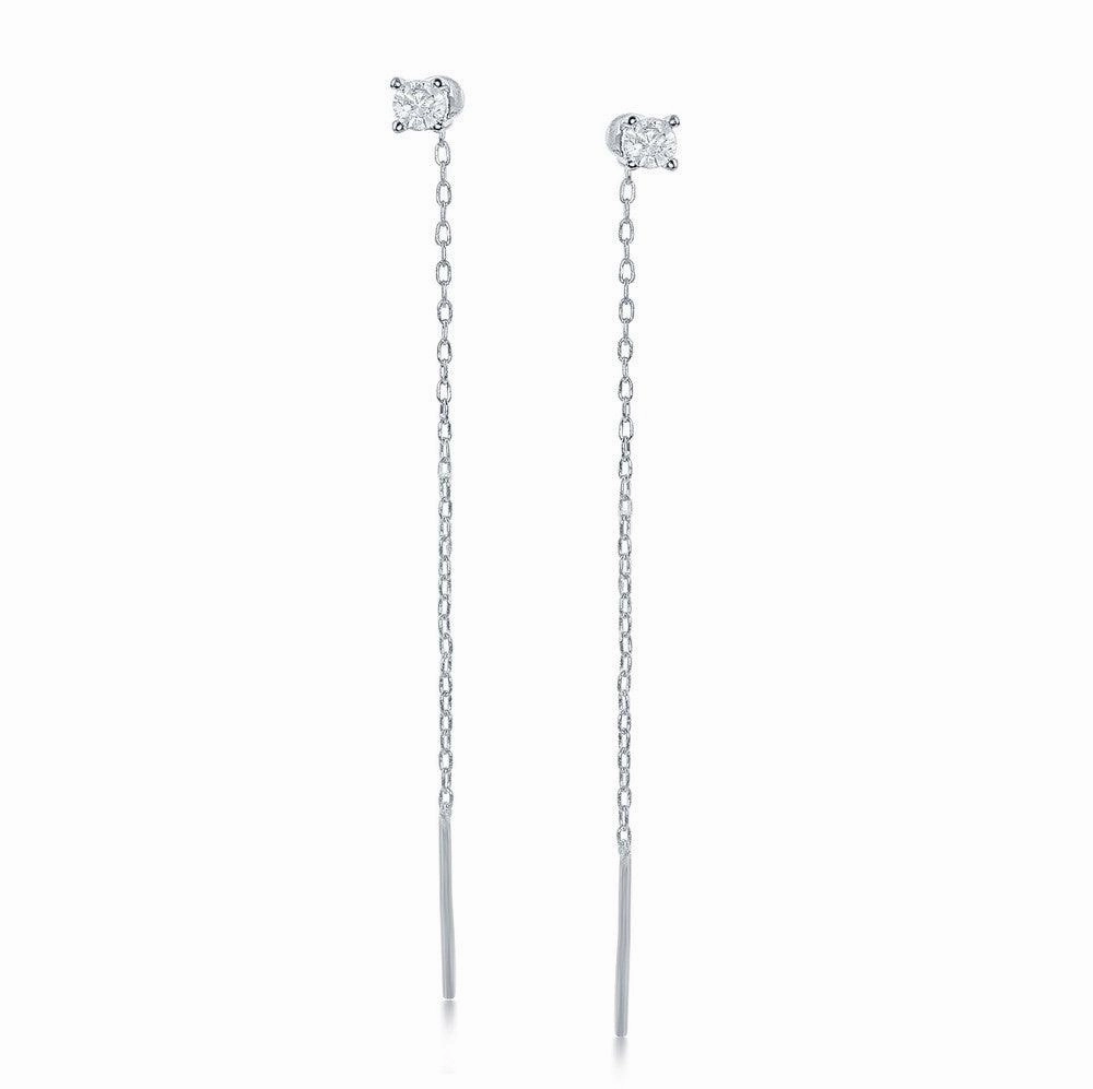 Sterling Silver Four Prong Chain Threader Earrings