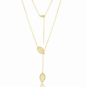 Sterling Silver Gold Leaf Hanging Chain Necklace