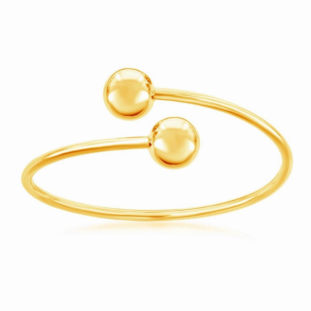 Sterling Silver Gold Plated 12mm Twin Bead Bangle