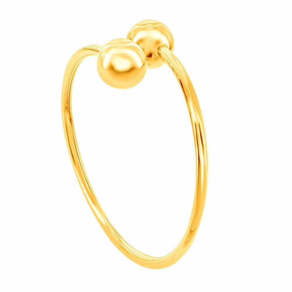 Sterling Silver Gold Plated 12mm Twin Bead Bangle