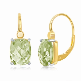 Sterling Silver Gold Plated 4.904cttw Green Amethyst Earrings