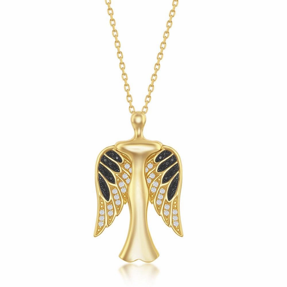 Sterling Silver Gold Plated Angel Movable Wings Pendant