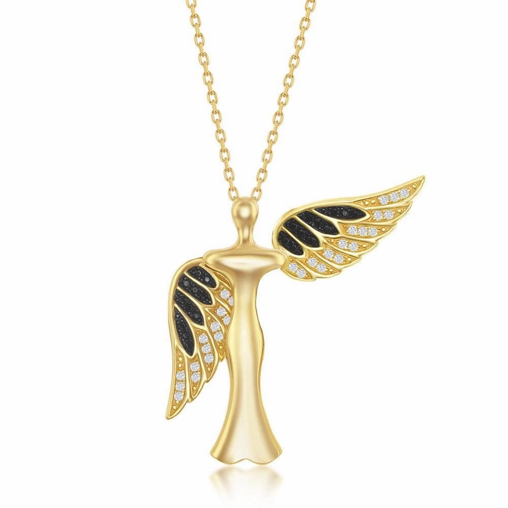 Sterling Silver Gold Plated Angel Movable Wings Pendant