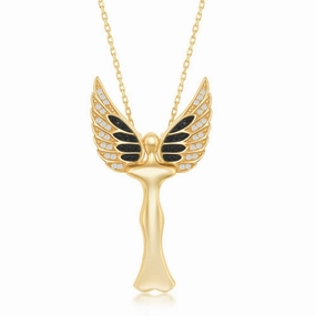 Sterling Silver Gold Plated Angel Movable Wings Pendant