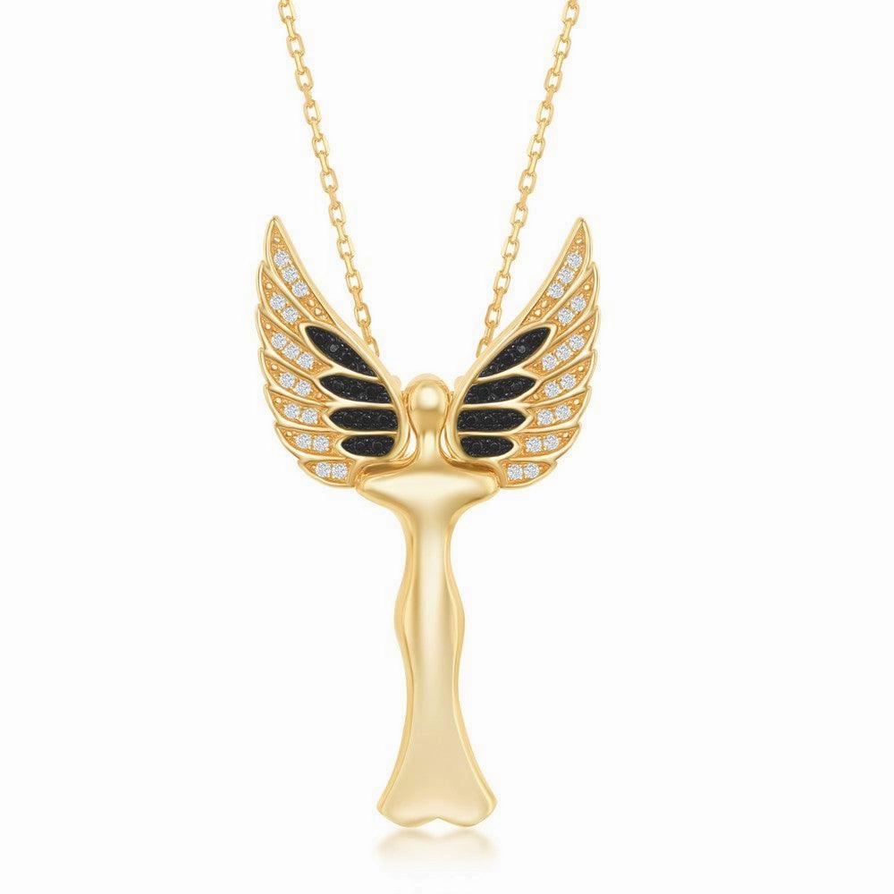 Sterling Silver Gold Plated Angel Movable Wings Pendant