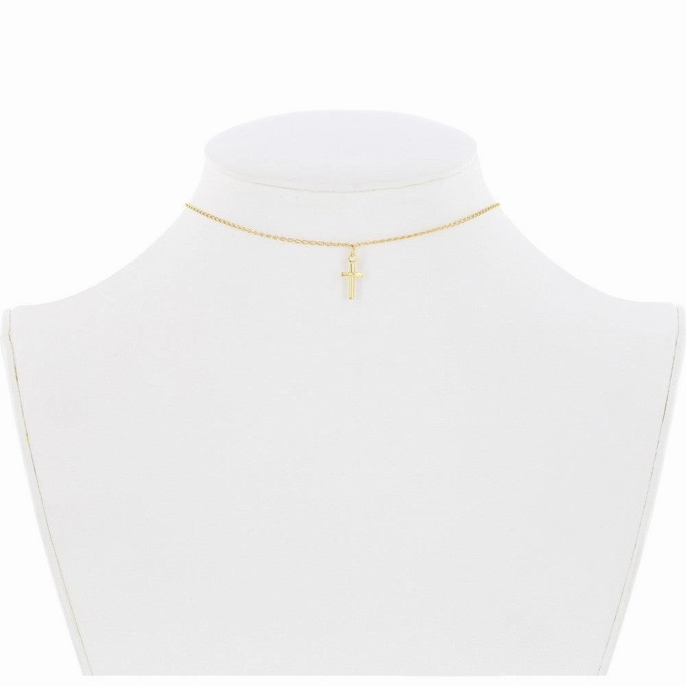 Sterling Silver Gold Plated Center Cross Choker Necklace