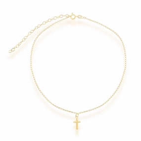 Sterling Silver Gold Plated Center Cross Choker Necklace