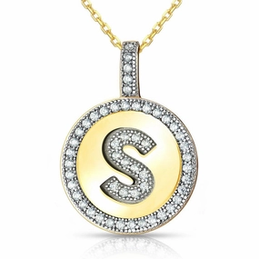 Sterling Silver Gold Plated Circle "S" Pendant with Chain