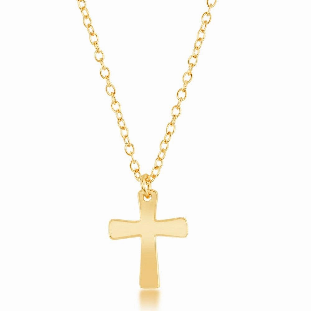 Sterling Silver Gold Plated Cross Design Necklace