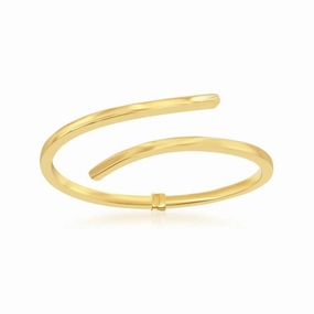 Sterling Silver Gold Plated Double Wave Design Bangle