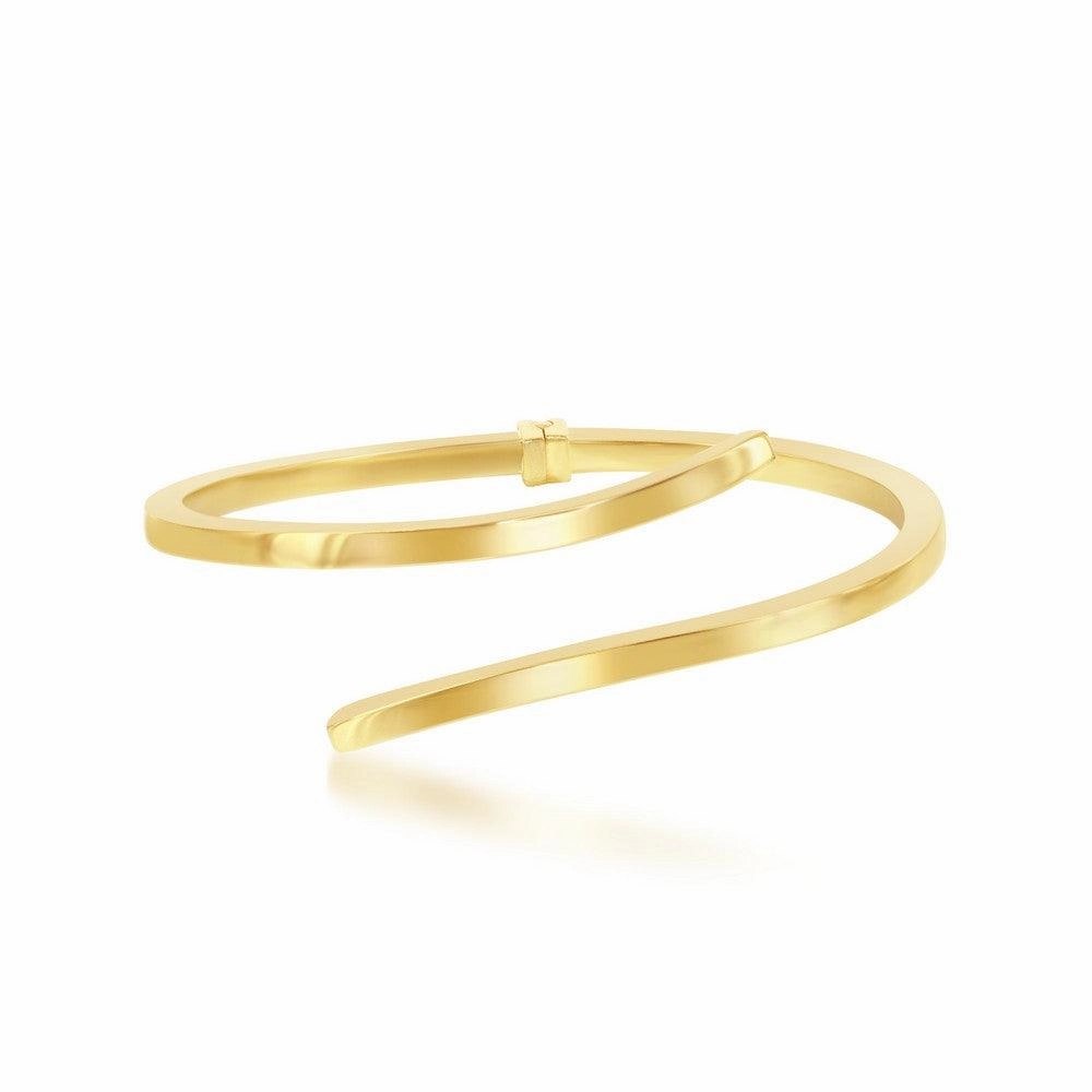 Sterling Silver Gold Plated Double Wave Design Bangle
